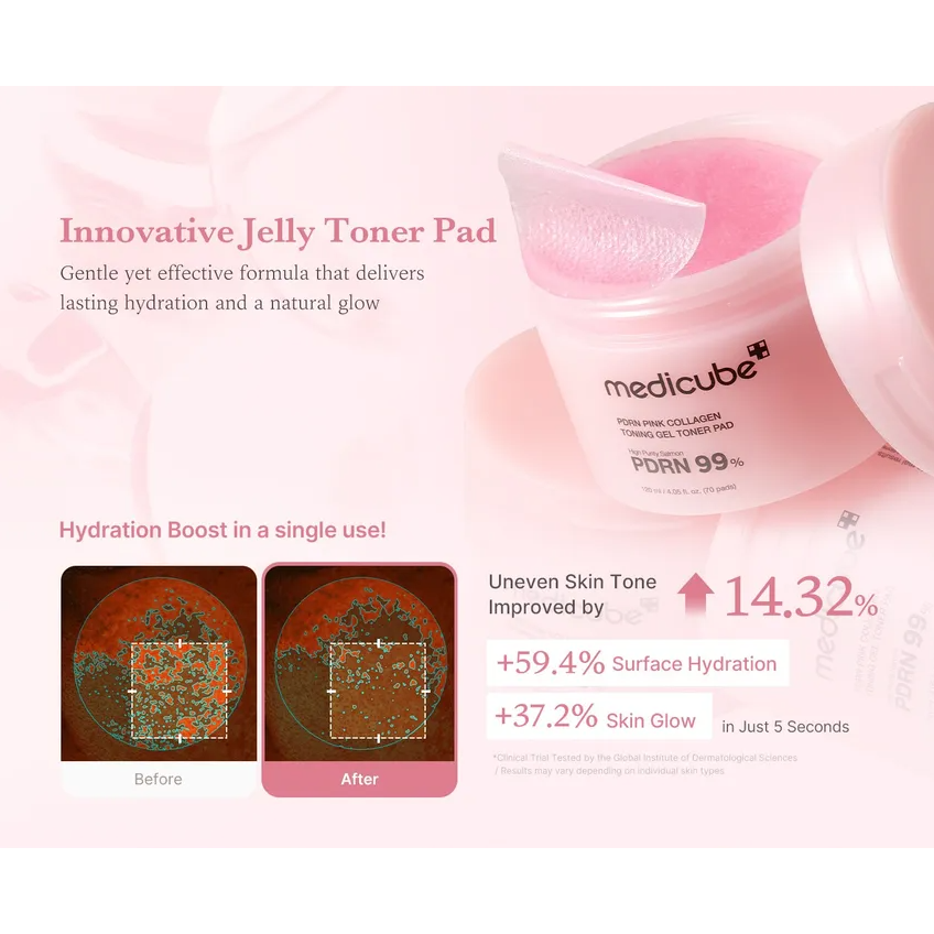 MEDICUBE PDRN Pink Collagen Toning Gel Toner Pad (70ea)