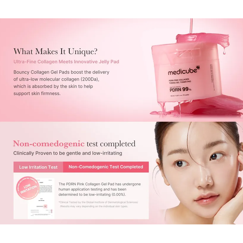MEDICUBE PDRN Pink Collagen Toning Gel Toner Pad (70ea)
